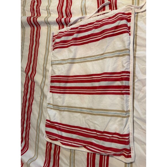 Pottery Barn Striped Duvet Cover Set F/Q  Cotton Tie back Coastal cottage heavy - Picture 9 of 14